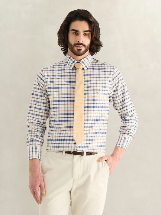 Gant Men Blue Checked Regular Fit Oxford Check Shirt