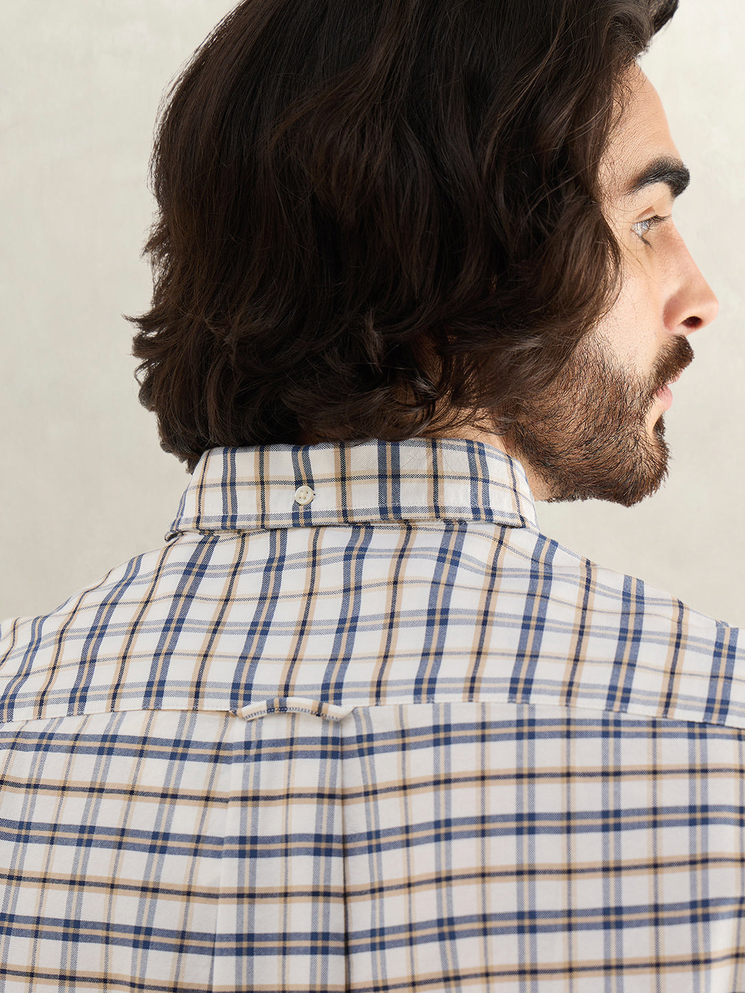Gant Men Blue Checked Regular Fit Oxford Check Shirt