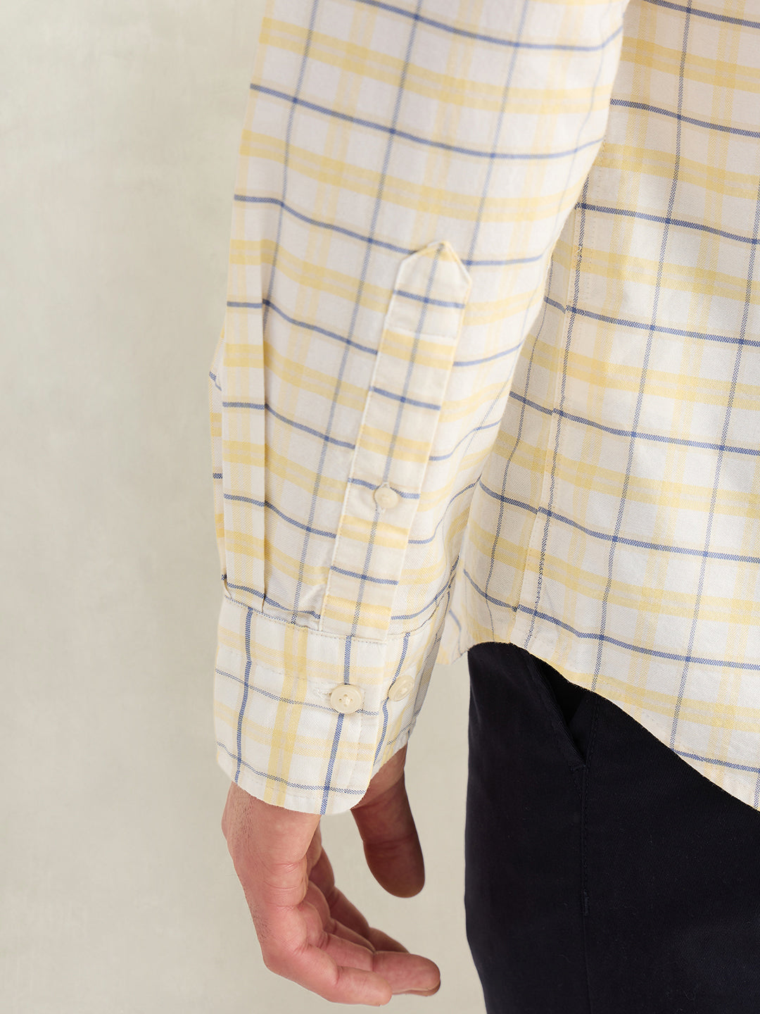Gant Men Yellow Checked Regular Fit Oxford Check Shirt