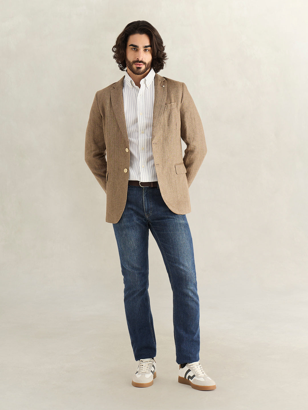 Gant Men White Striped Slim Fit Oxford Shirt