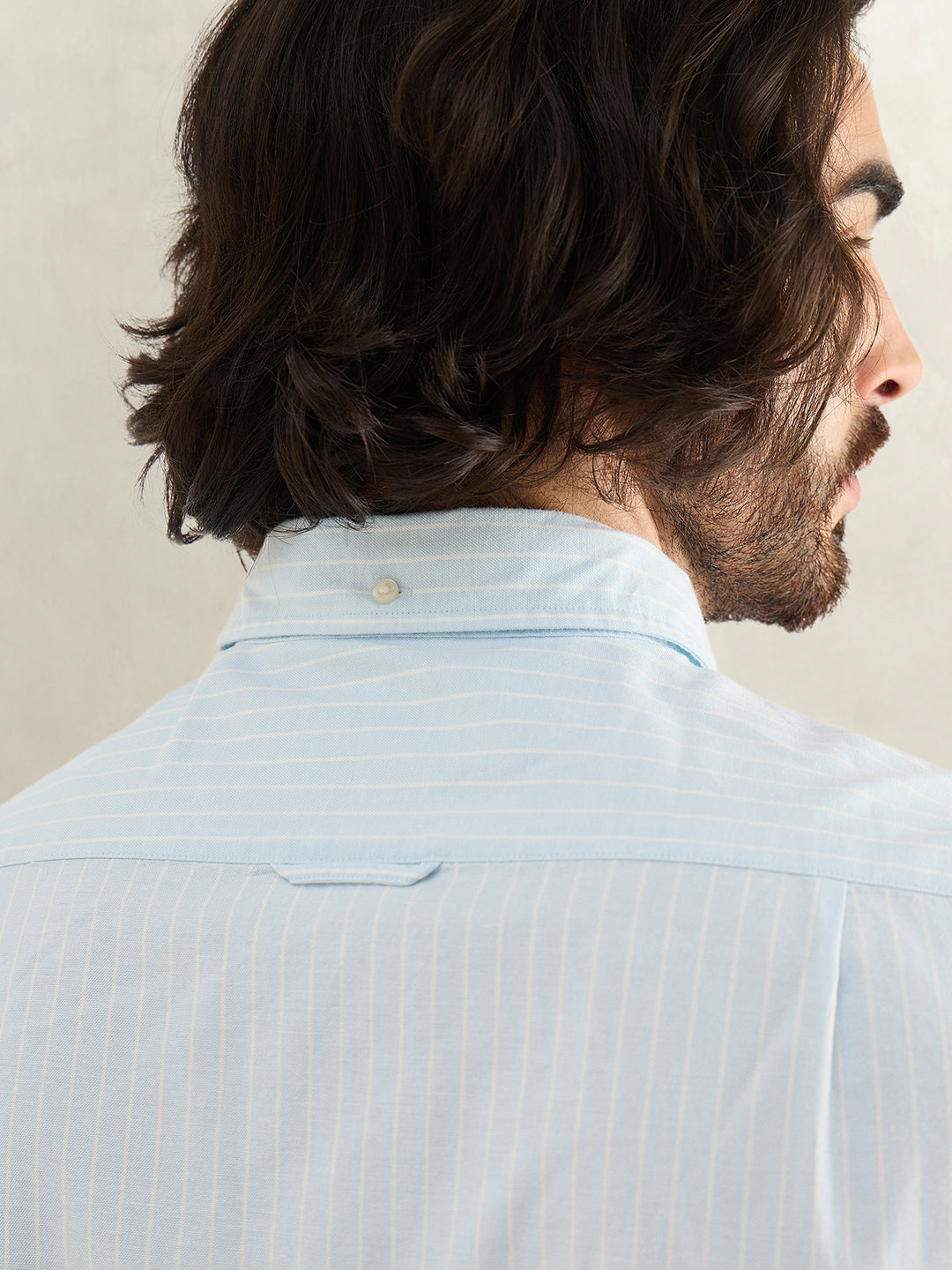 Gant Men Sky Blue Striped Slim Fit Oxford Shirt