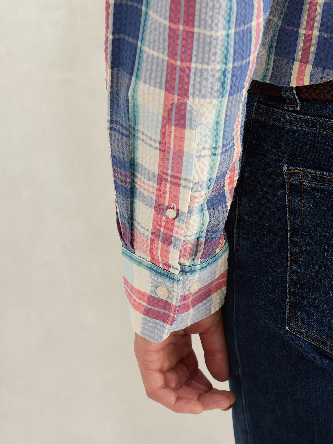 Gant Men Blue Checked Regular Fit Pure Cotton Shirt