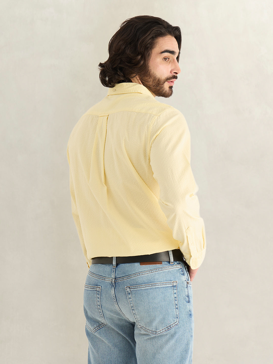 Gant Men Yellow Solid Regular Fit Pure Cotton Shirt