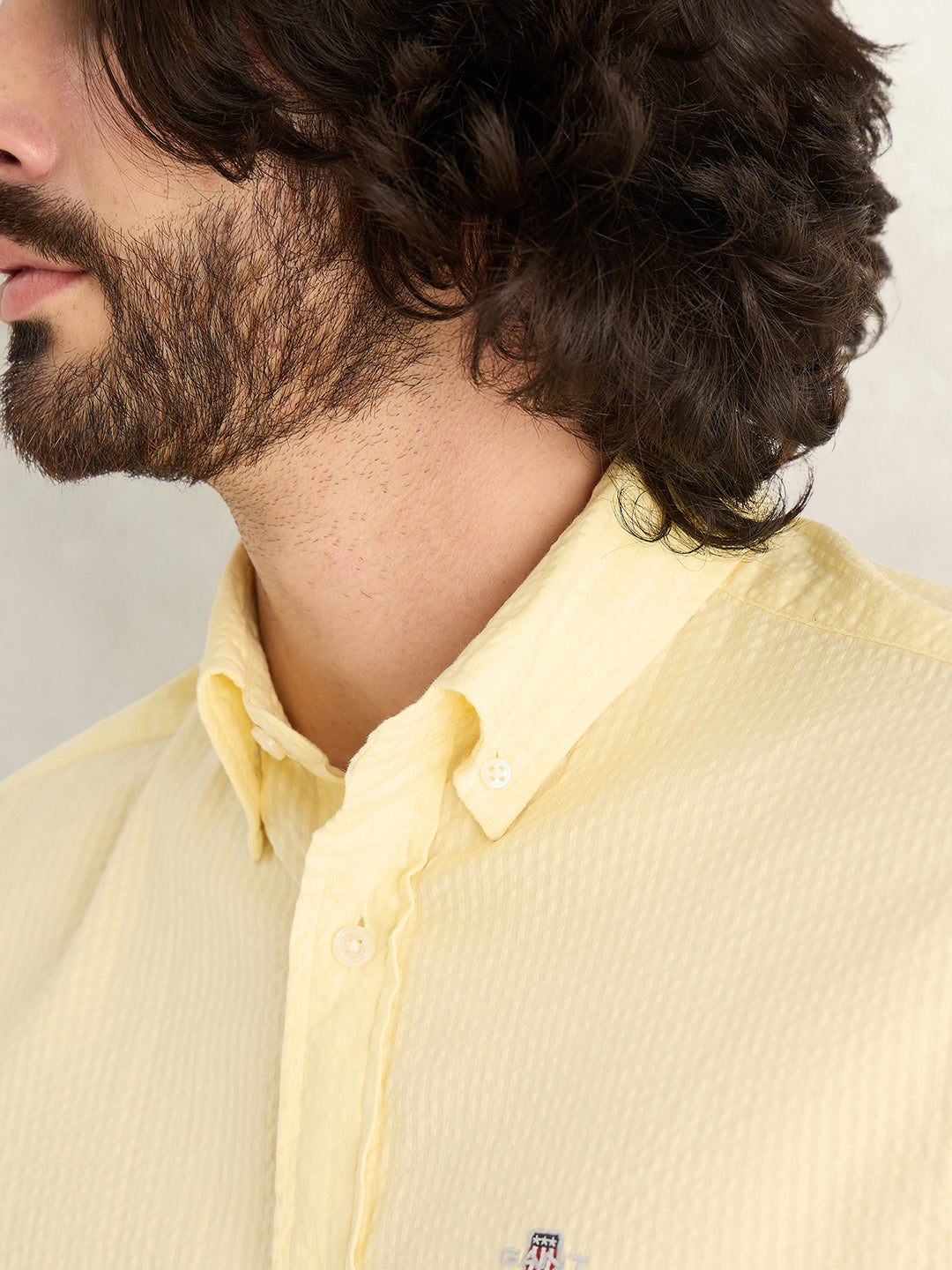 Gant Men Yellow Solid Regular Fit Pure Cotton Shirt
