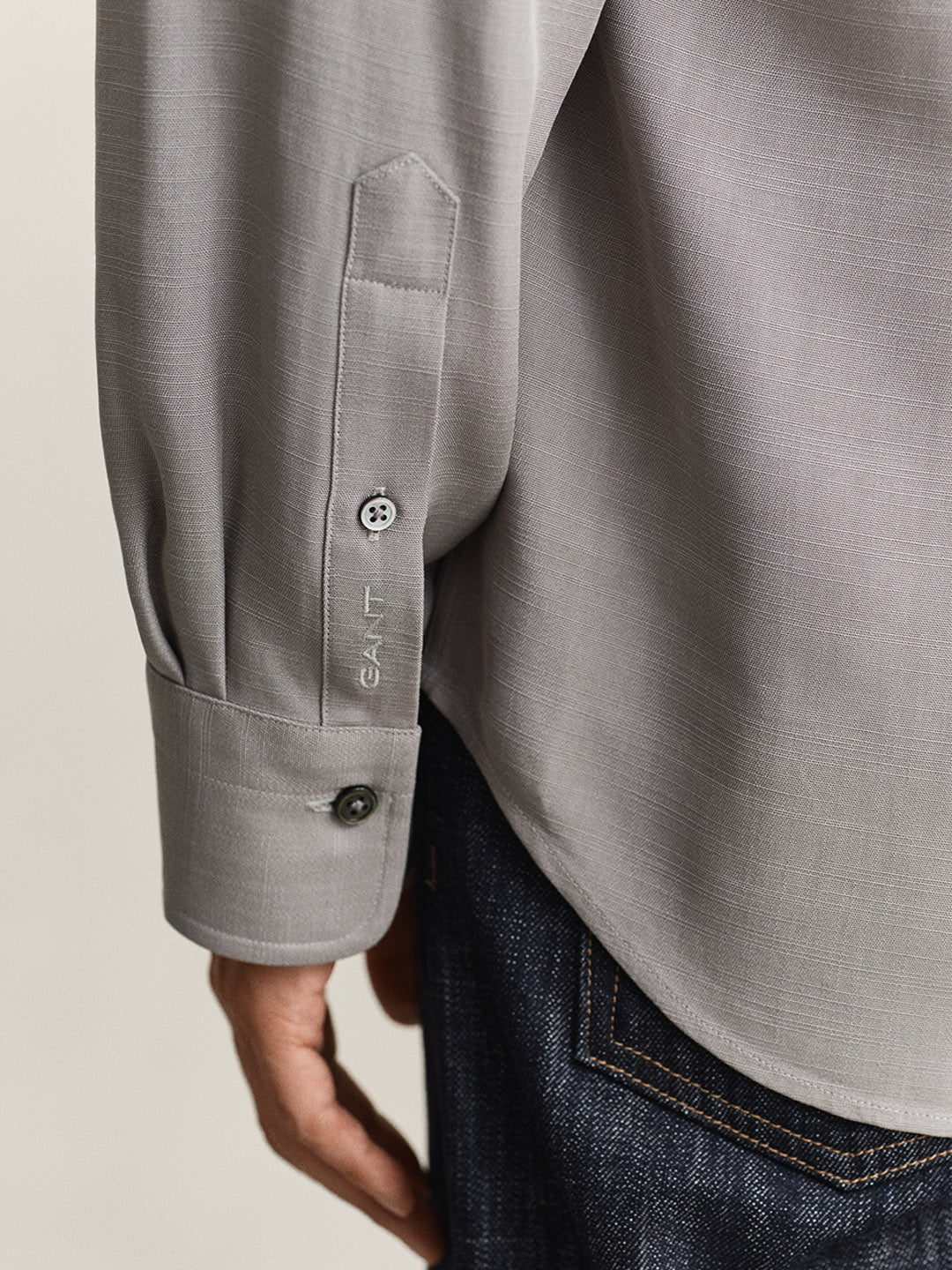 GANT Men Grey Regular Fit Lyocell Shirt