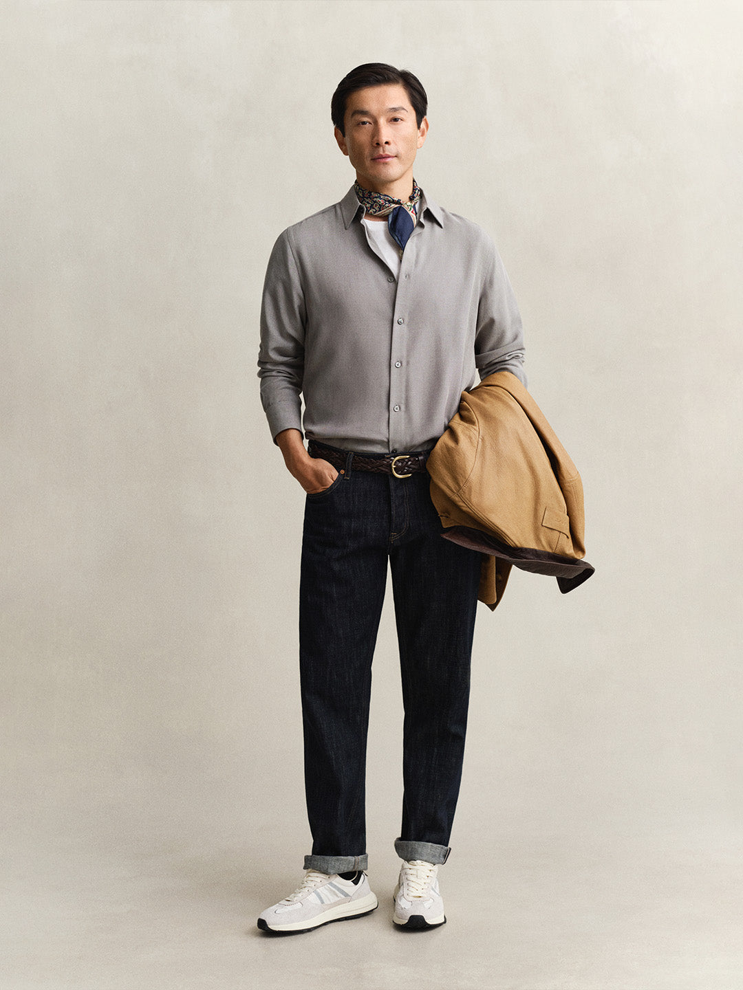 GANT Men Grey Regular Fit Lyocell Shirt