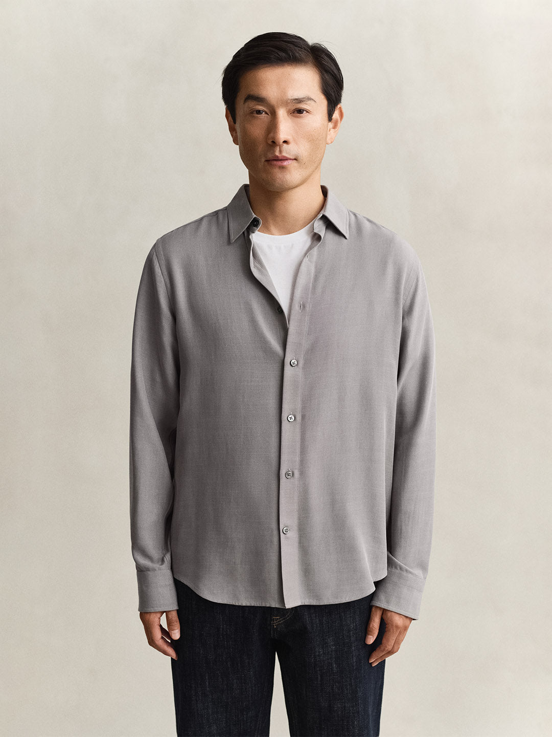 GANT Men Grey Regular Fit Lyocell Shirt