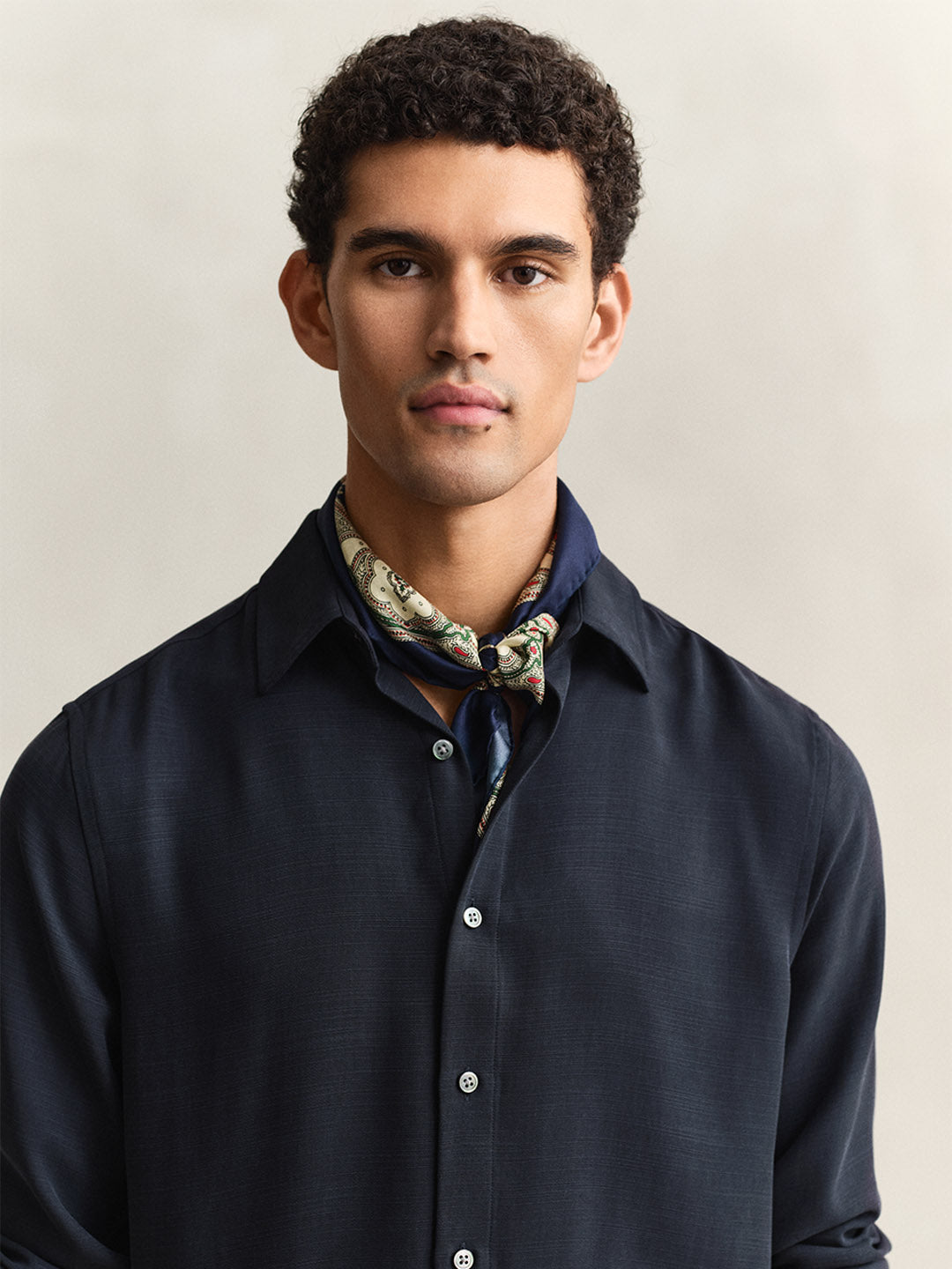 Gant Men Navy Blue Regular Fit Lyocell Shirt