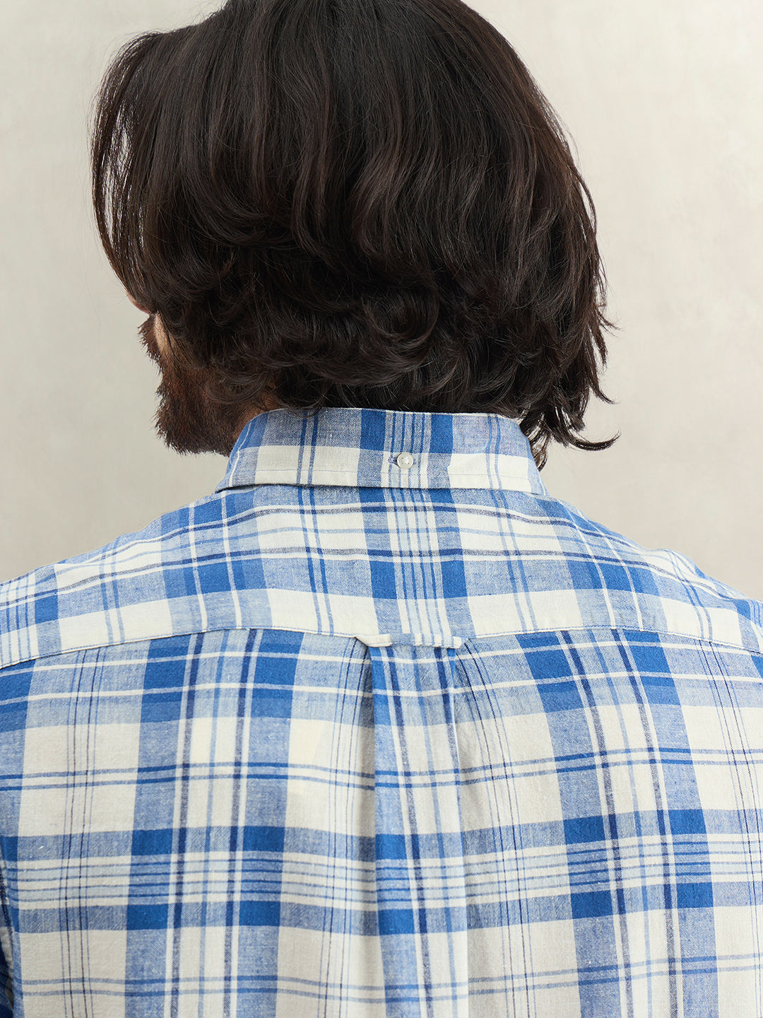 Gant Men Blue Checked Regular Fit Linen Madras Checked Shirt