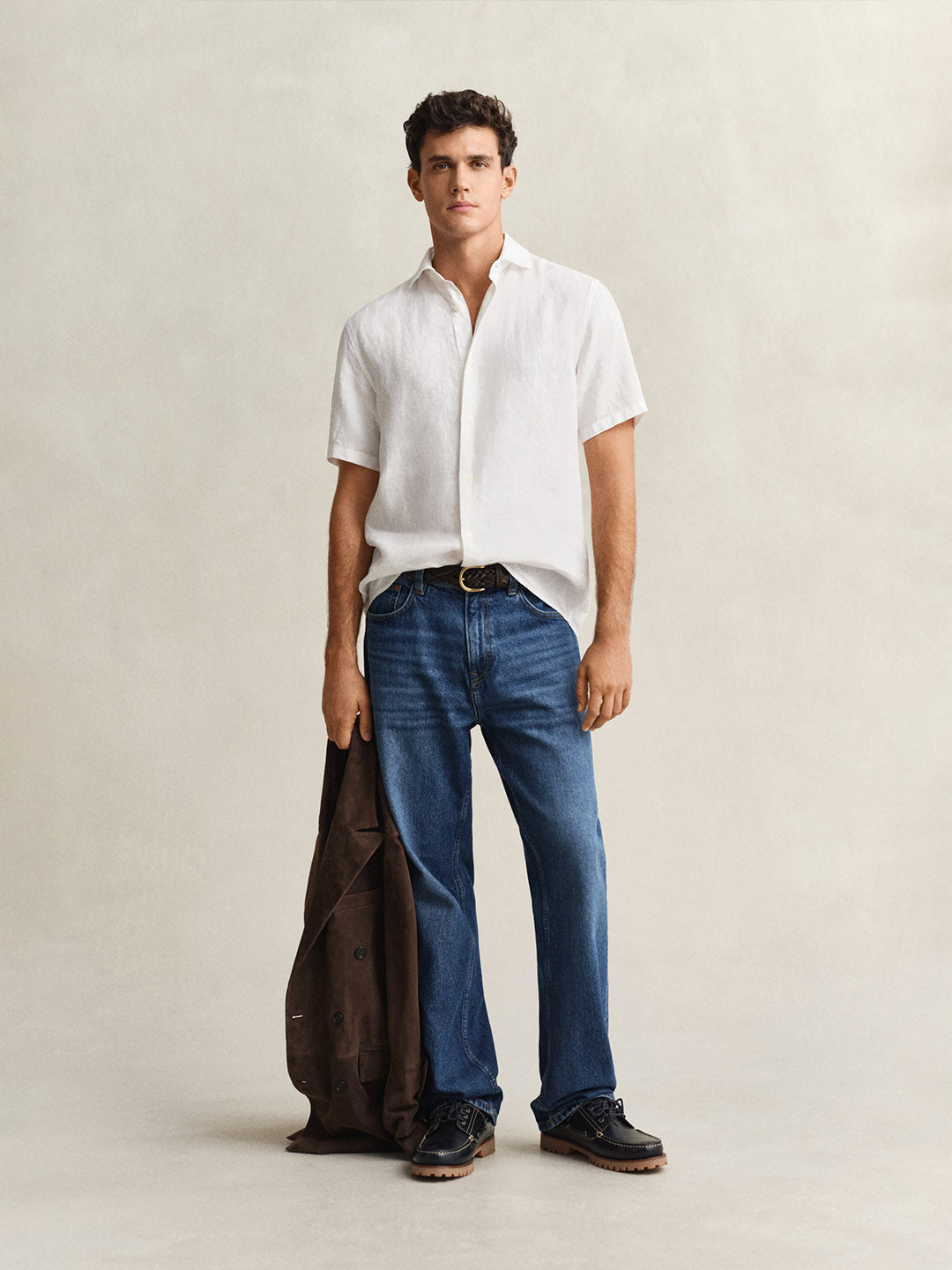 GANT Men White Regular Fit Linen Shirt