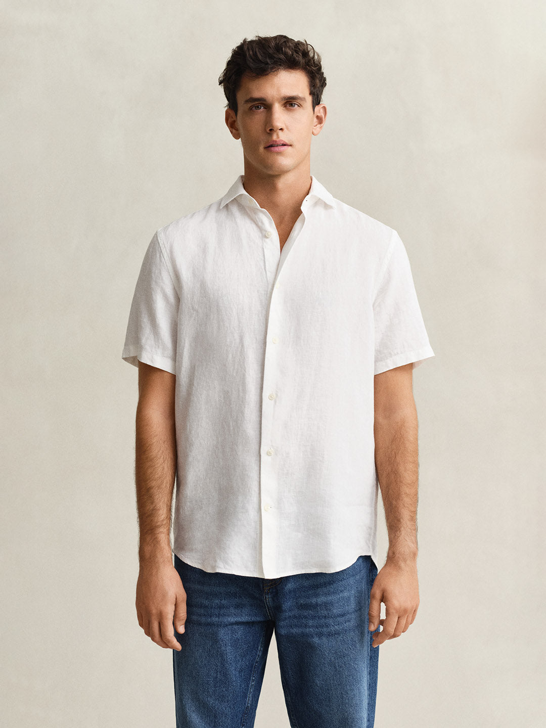 GANT Men White Regular Fit Linen Shirt