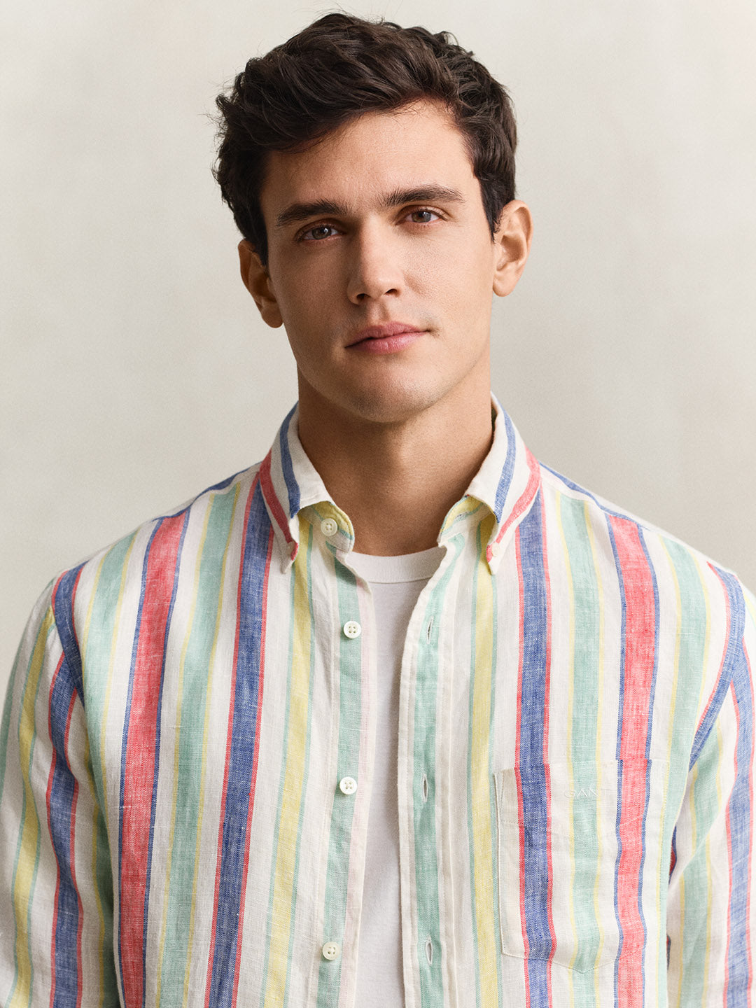 Gant Men Multicolour Striped Regular Fit Pure Linen Shirt