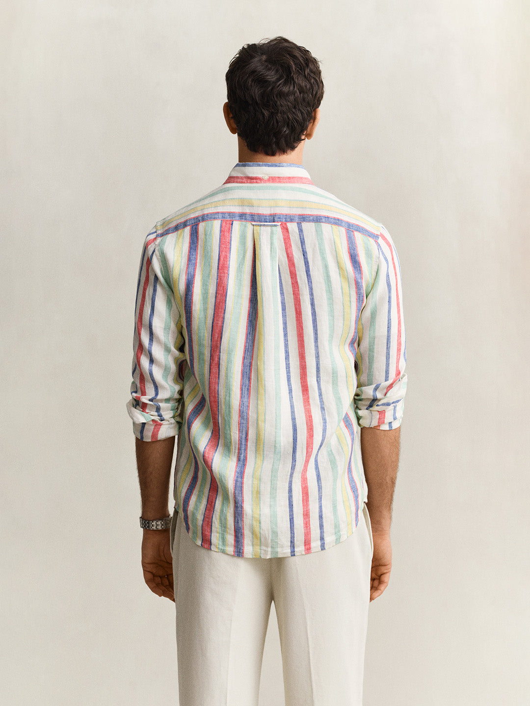 Gant Men Multicolour Striped Regular Fit Pure Linen Shirt