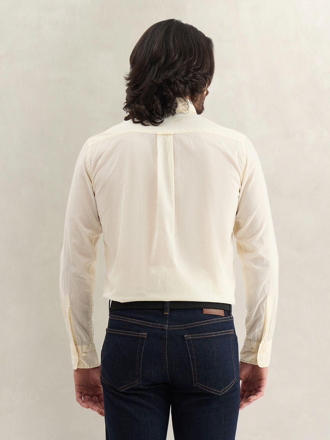 Gant Men Cream Solid Regular Fit Pure Cotton Shirt