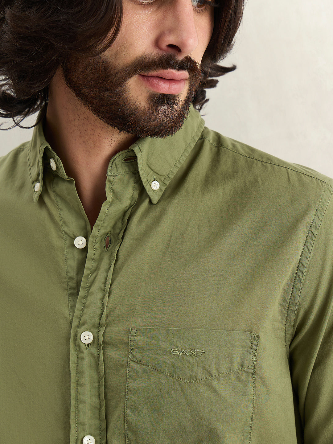 Gant Men Green Solid Regular Fit Pure Cotton Shirt