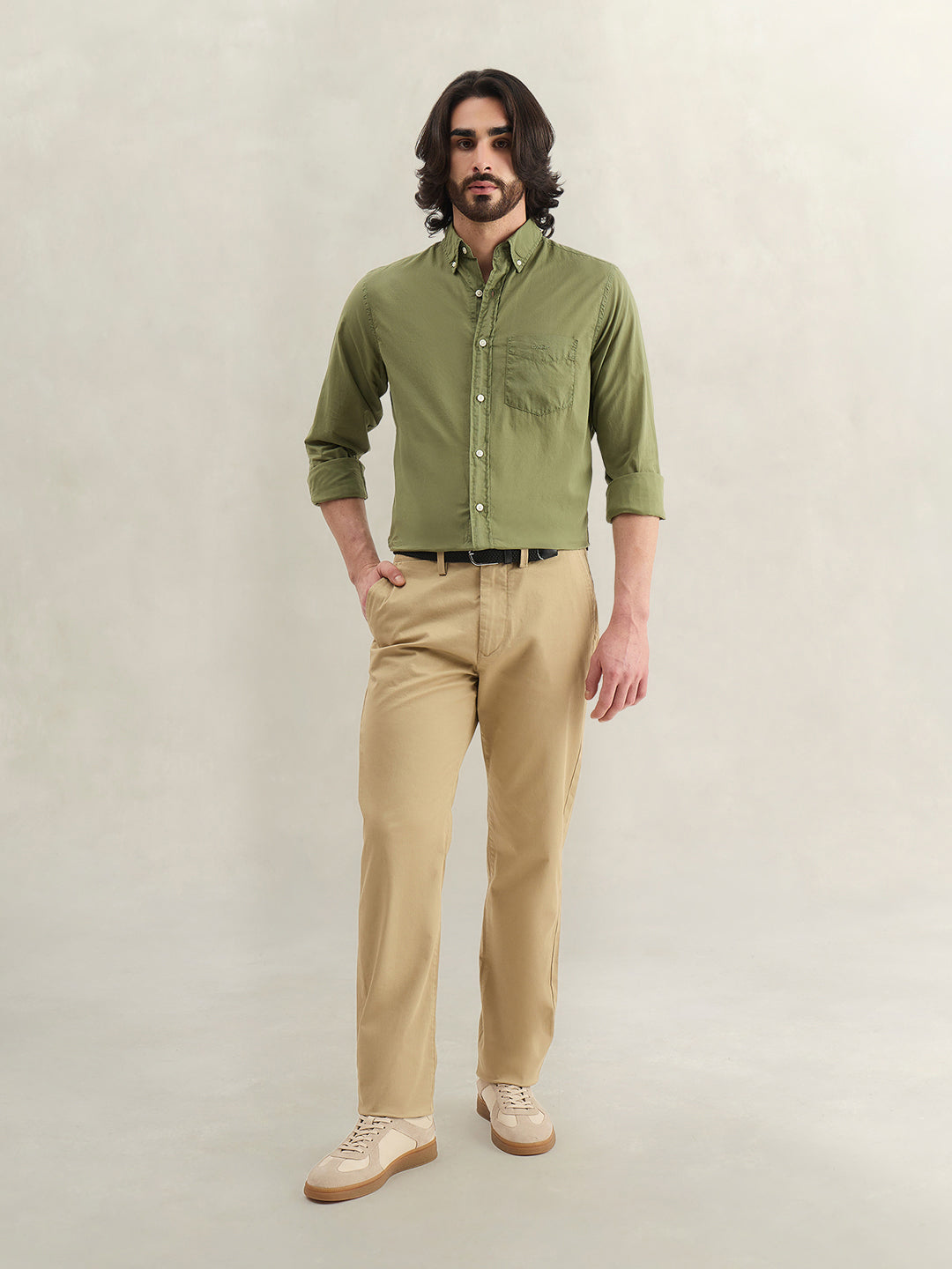 Gant Men Green Solid Regular Fit Pure Cotton Shirt