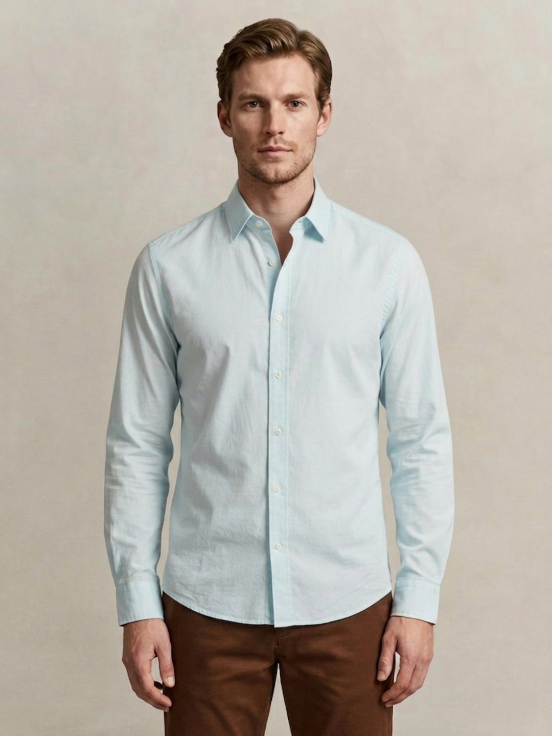 Gant Men Light Blue Solid Regular Fit Classic Poplin Shirt