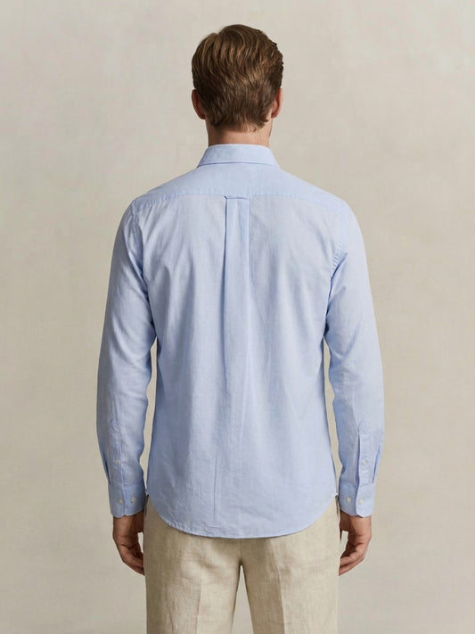 Gant Men Blue Solid Regular Fit Classic Poplin Shirt