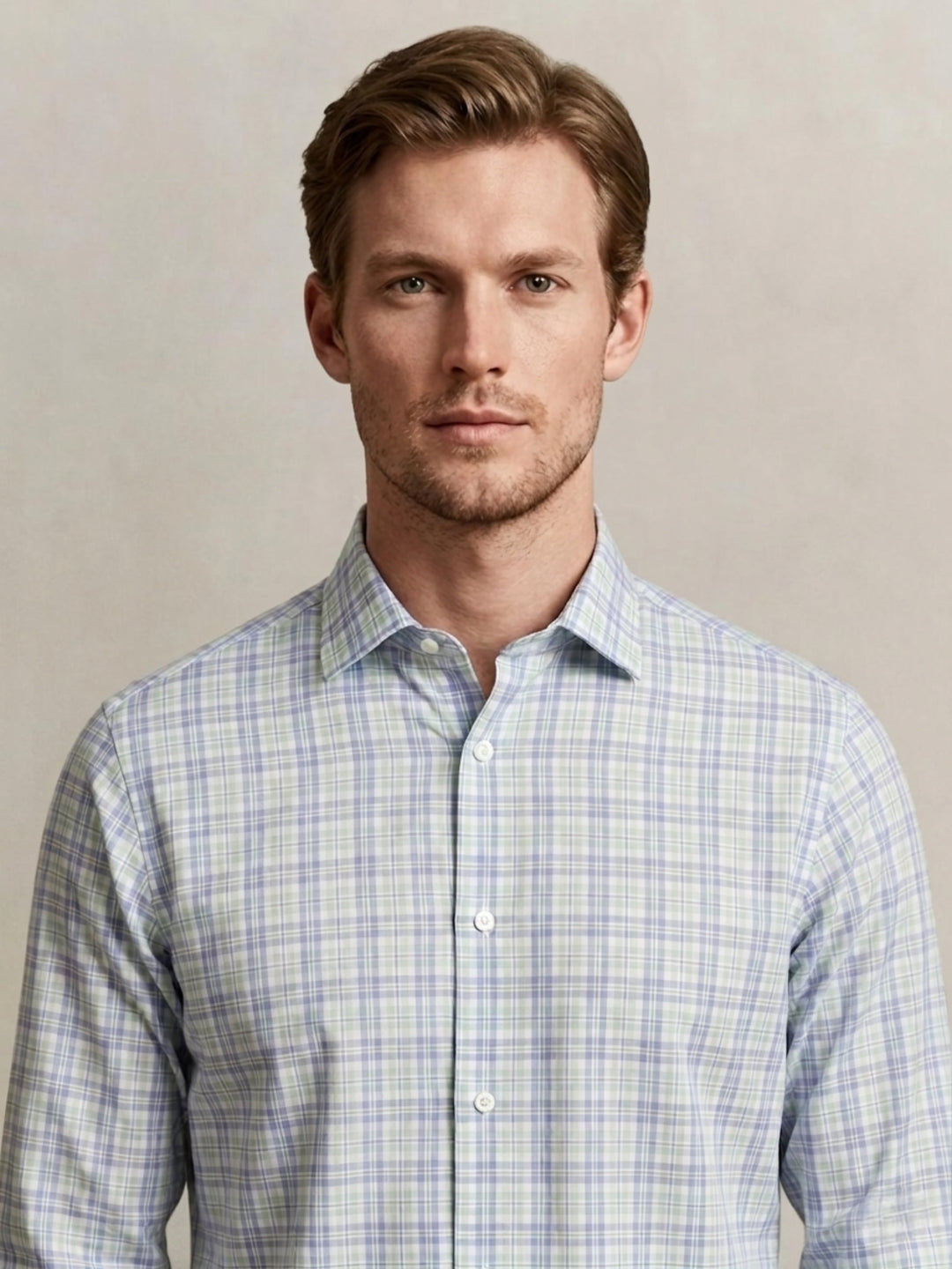 Gant Men Blue Checked Regular Fit Poplin Shirt