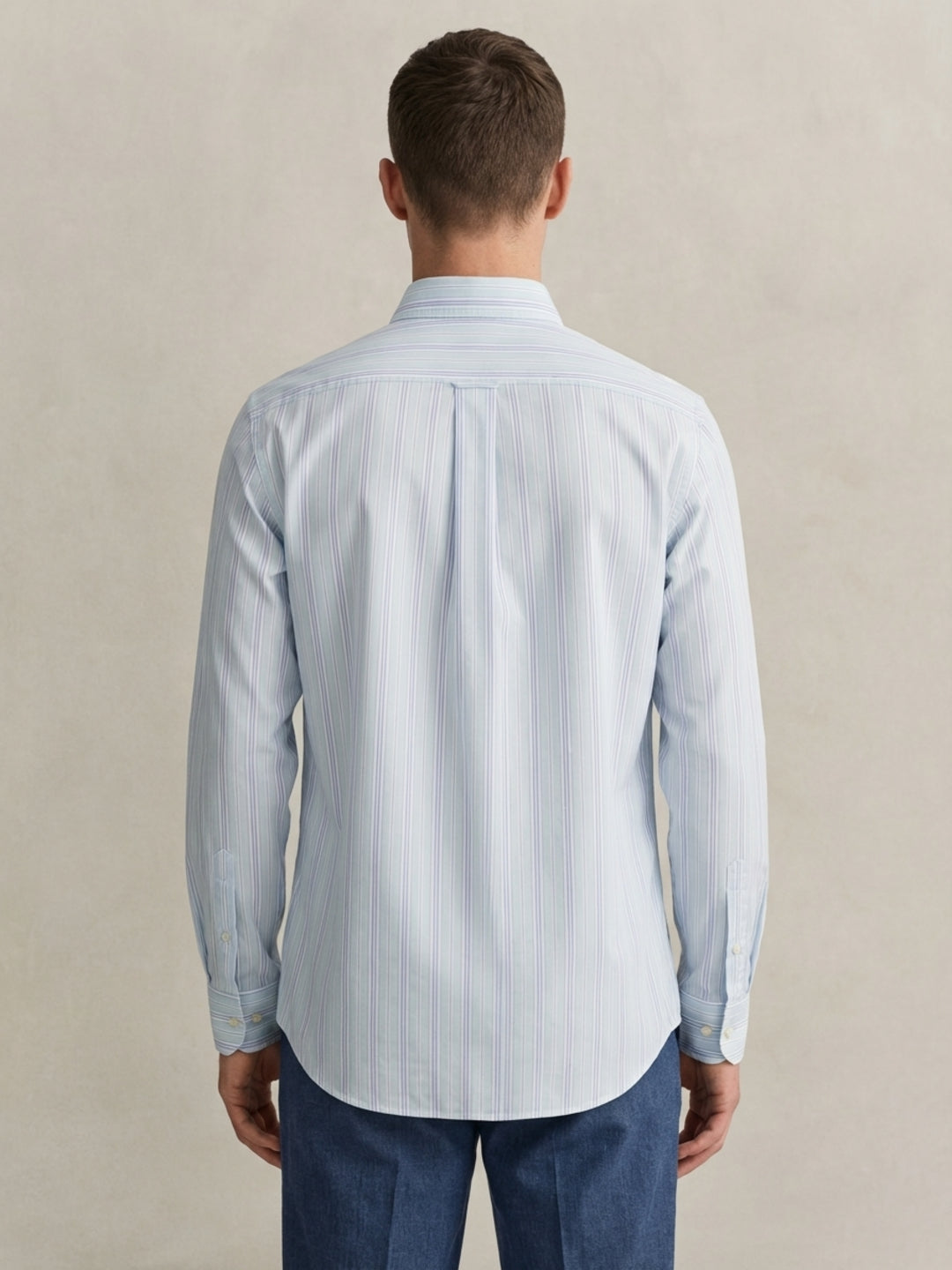 Gant Men Light Blue Striped Regular Fit Pure Cotton Shirt