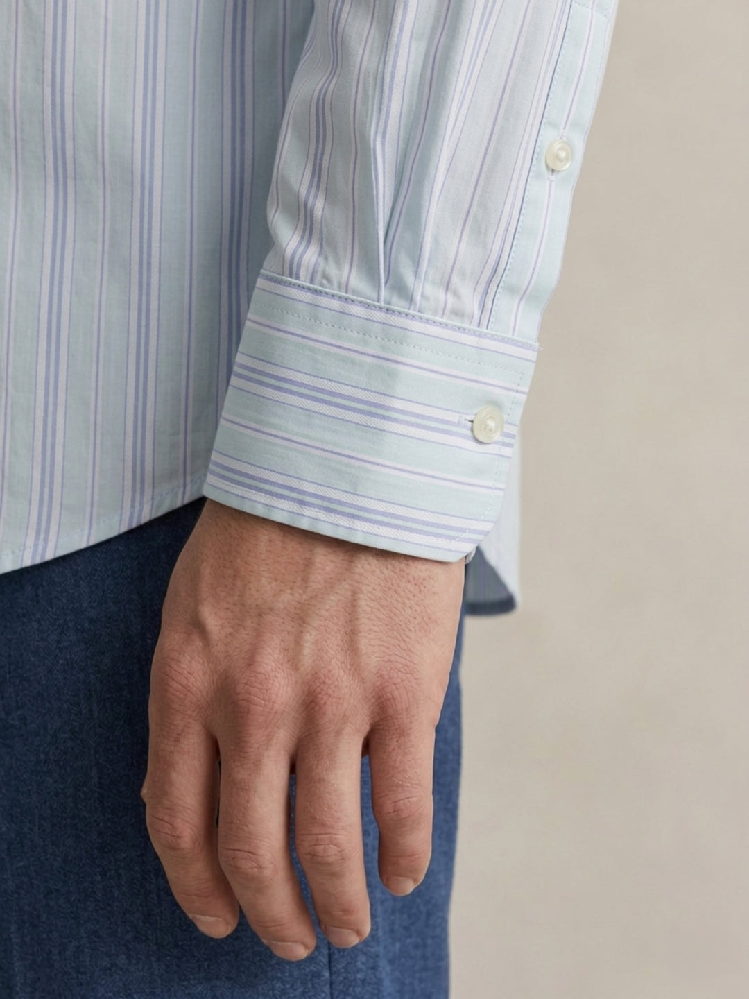 Gant Men Light Blue Striped Regular Fit Pure Cotton Shirt