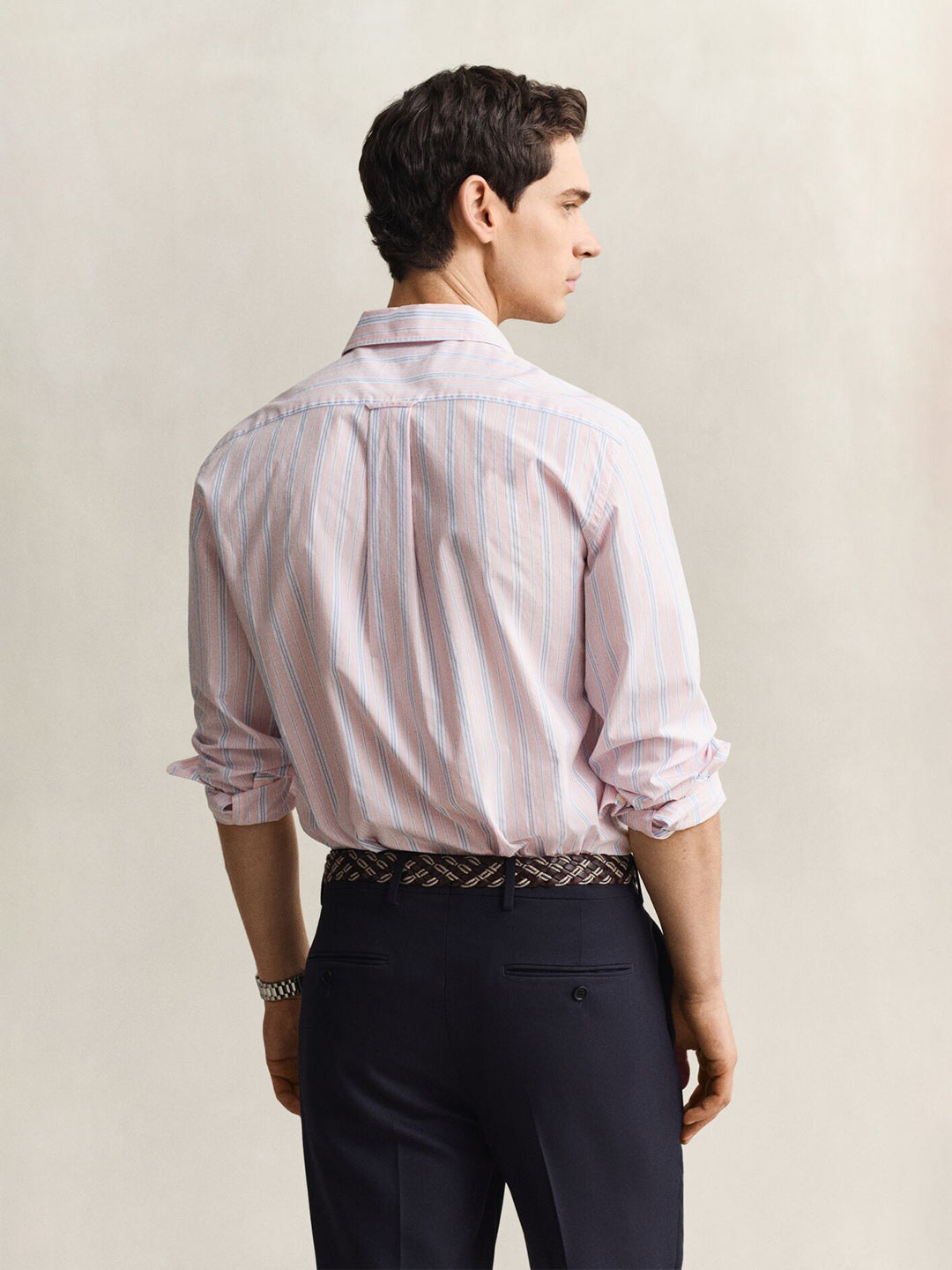 GANT Men Pink Dobby Striped Shirt