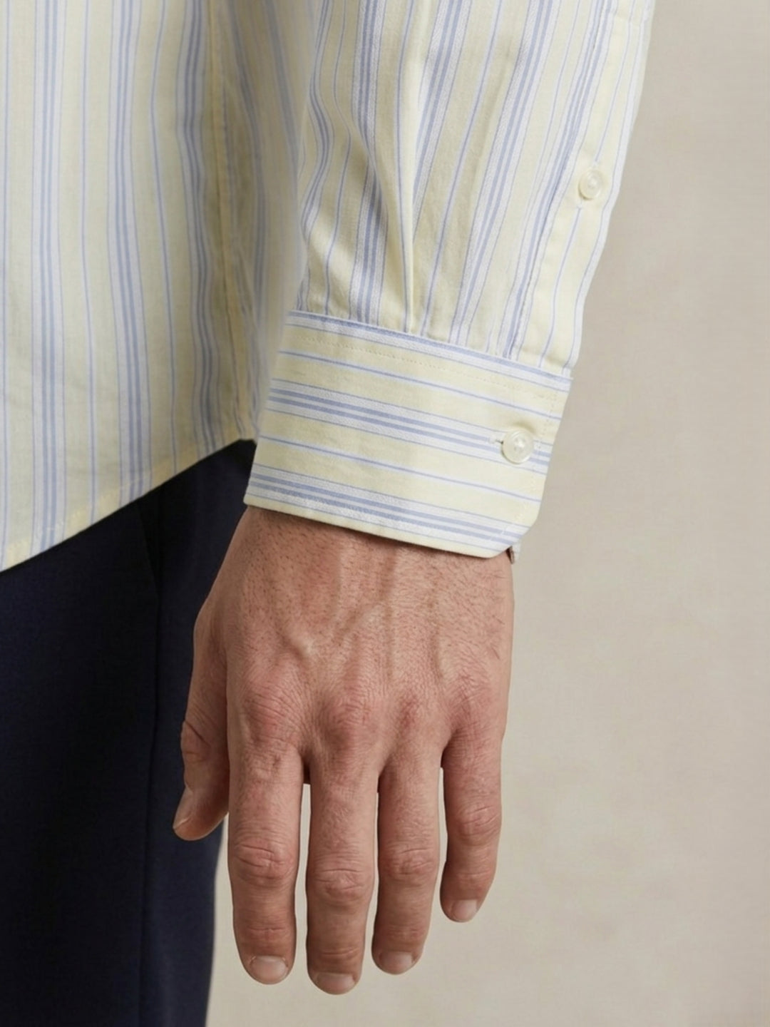 Gant Men Pure Cotton Yellow Dobby Striped Shirt