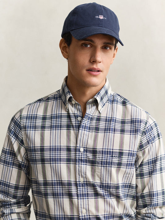 GANT Men Blue Checked Cotton Shirt