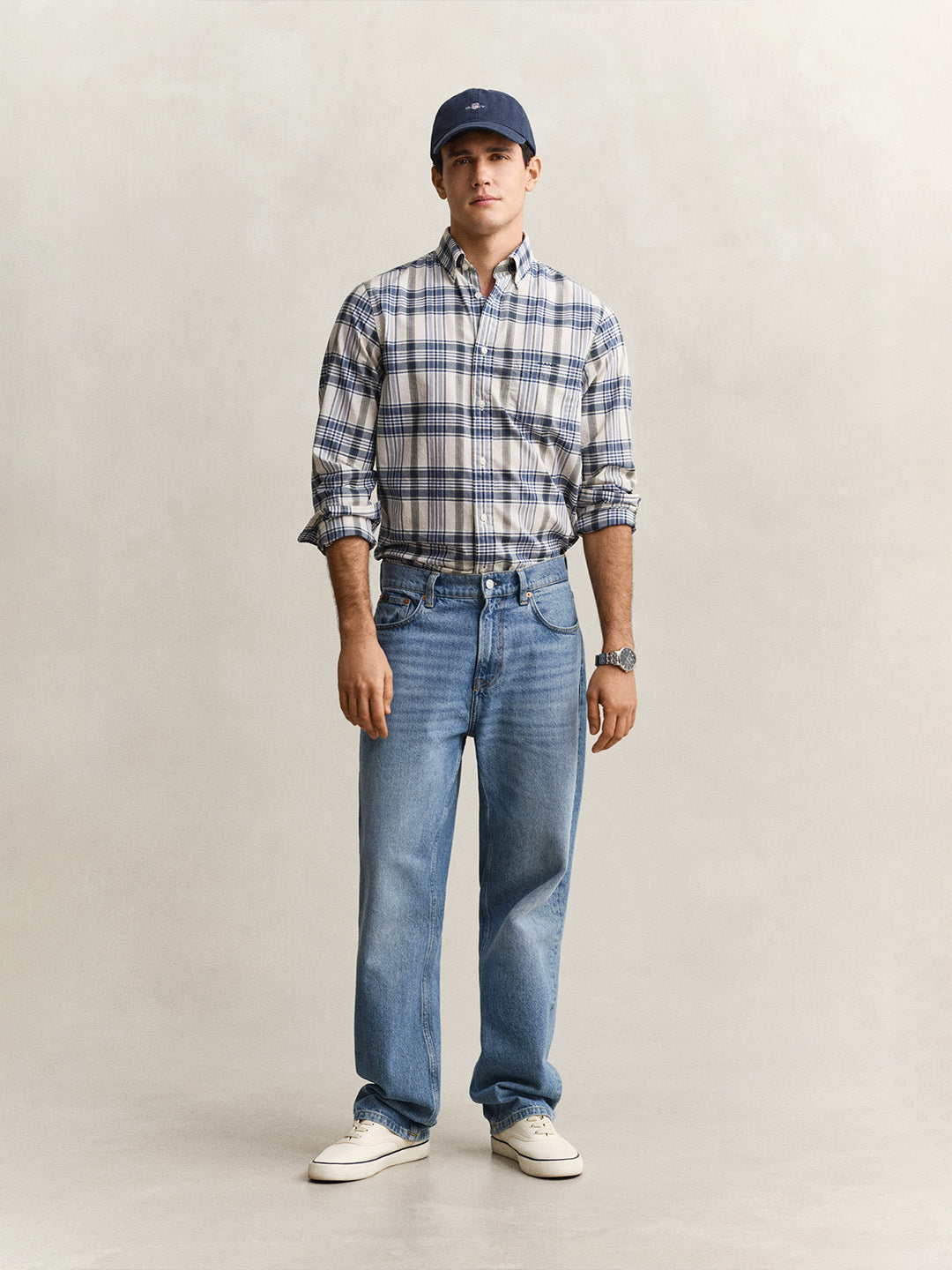 GANT Men Blue Checked Cotton Shirt