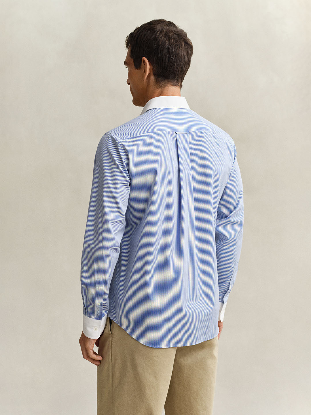 Gant Men Blue Striped Regular Fit Poplin Shirt