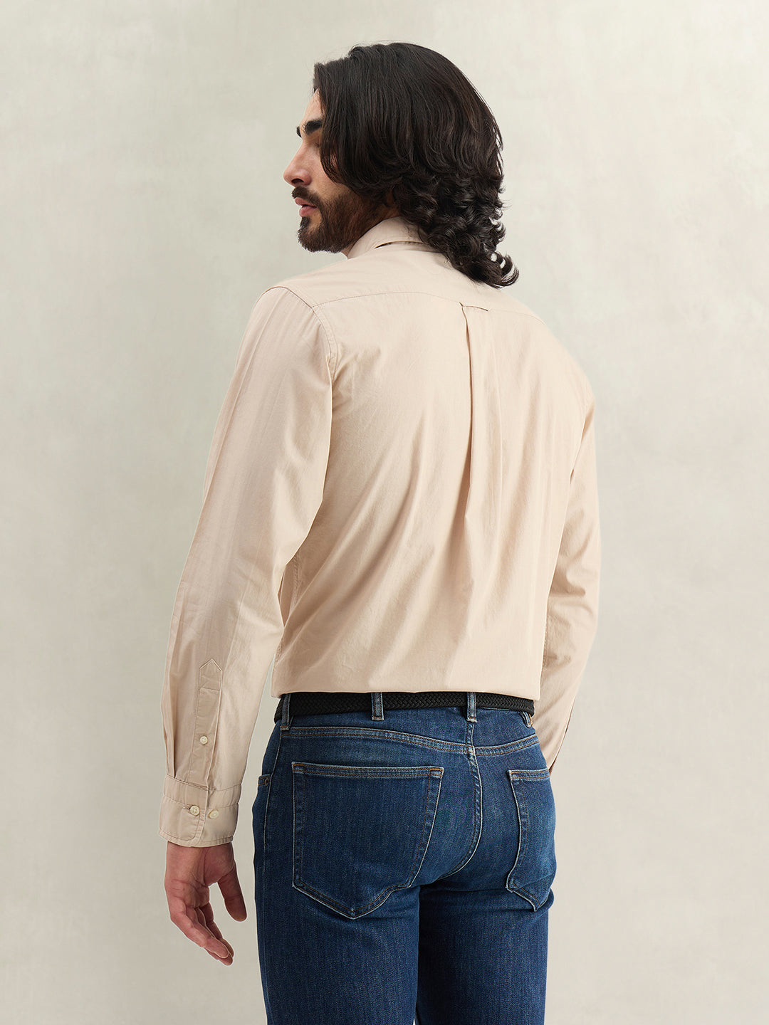 Gant Men Beige Printed Regular Fit Pure Cotton Shirt