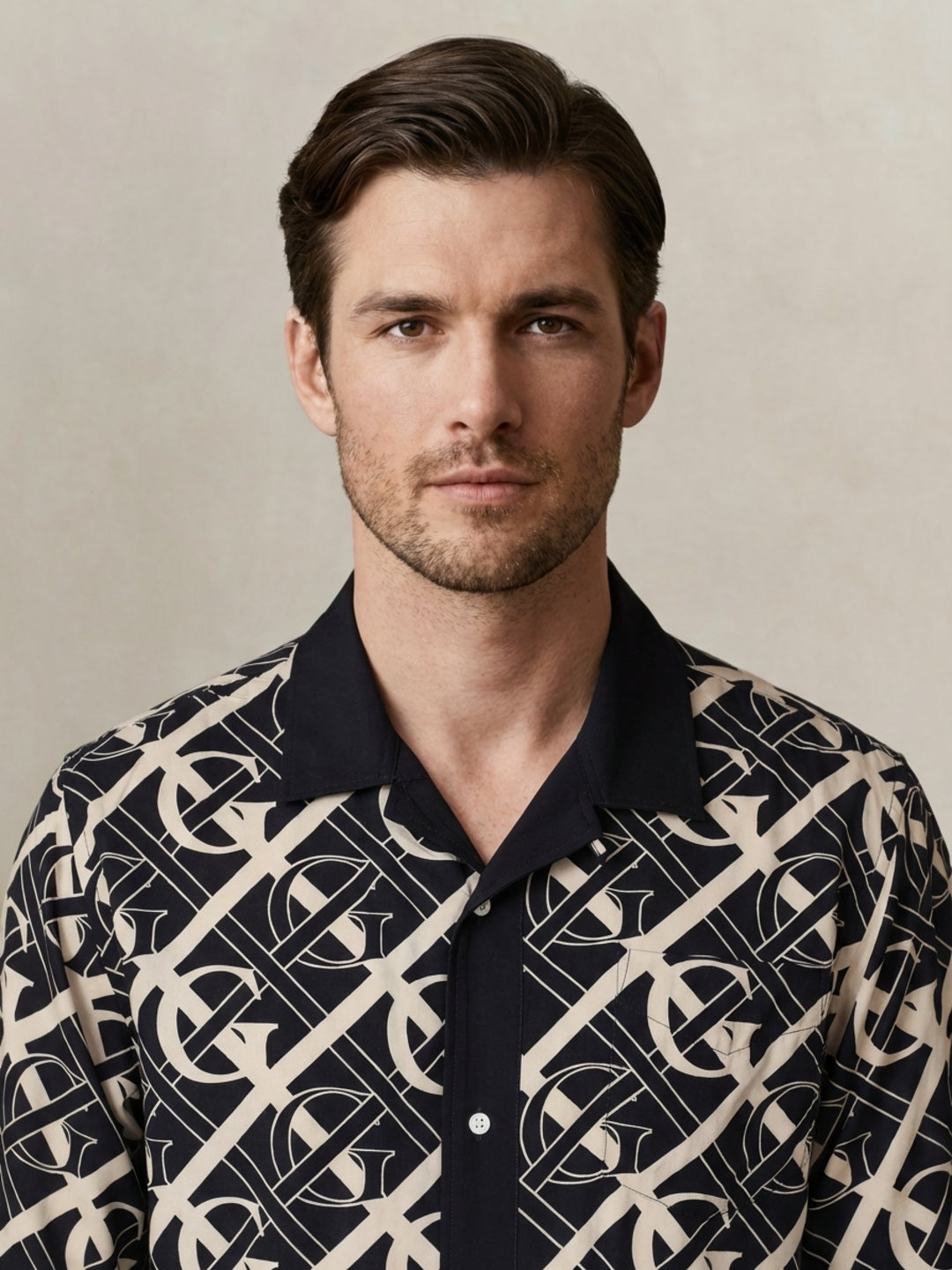 Gant Men Blue Monogram Regular Fit Monogram Shirt