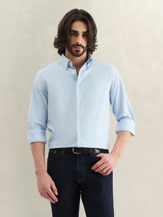 Gant Men Blue Solid Regular Fit Pure Cotton Shirt