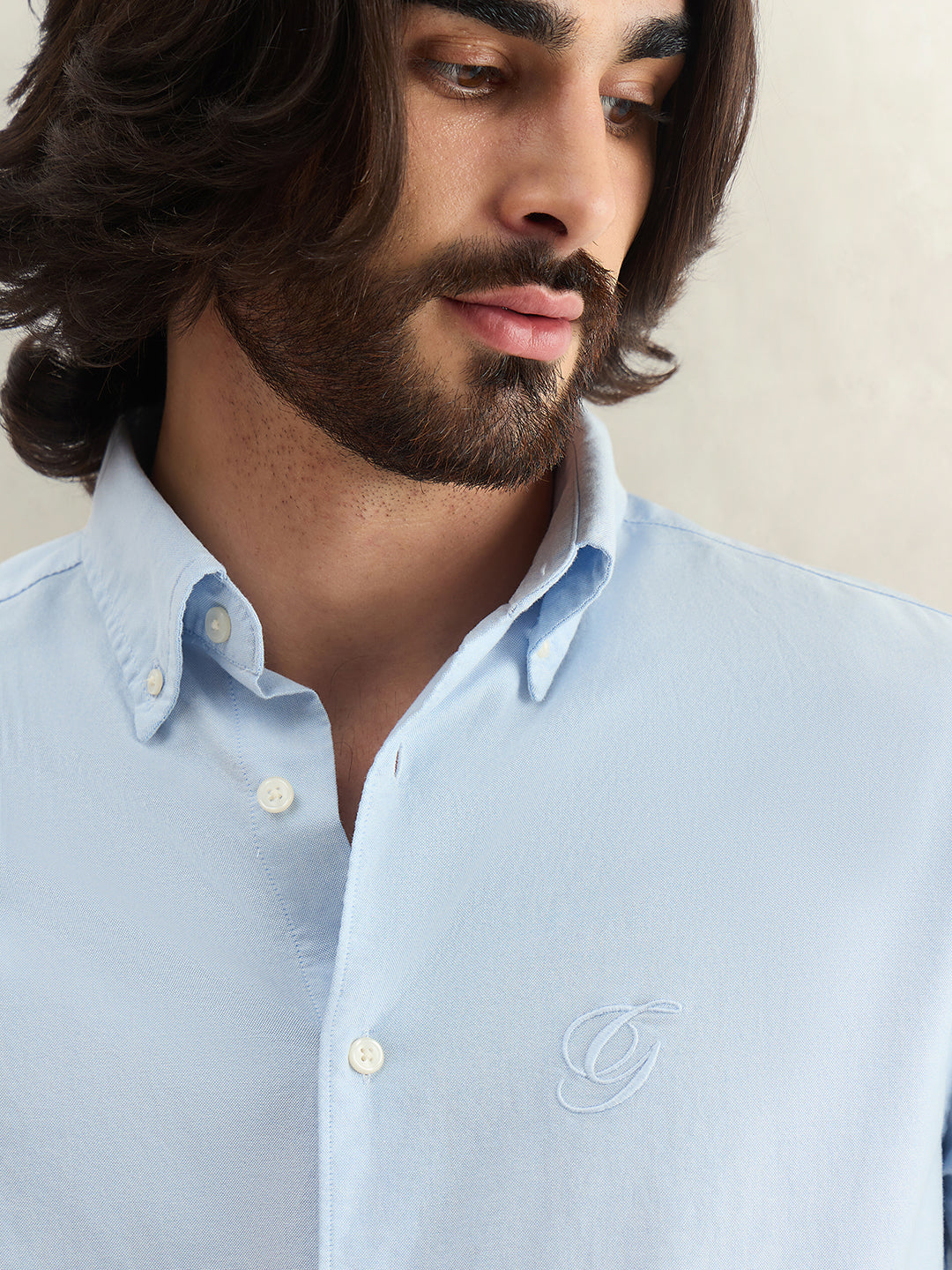 Gant Men Blue Solid Regular Fit Pure Cotton Shirt