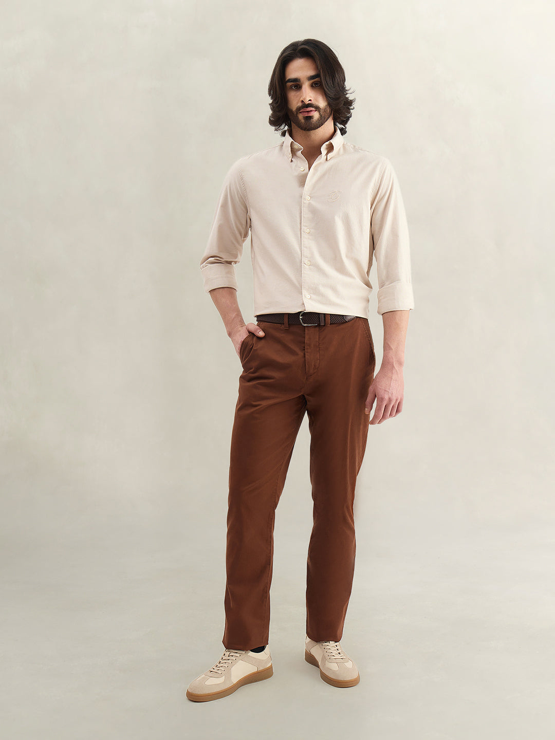 Gant Men Beige Solid Regular Fit Pure Cotton Shirt