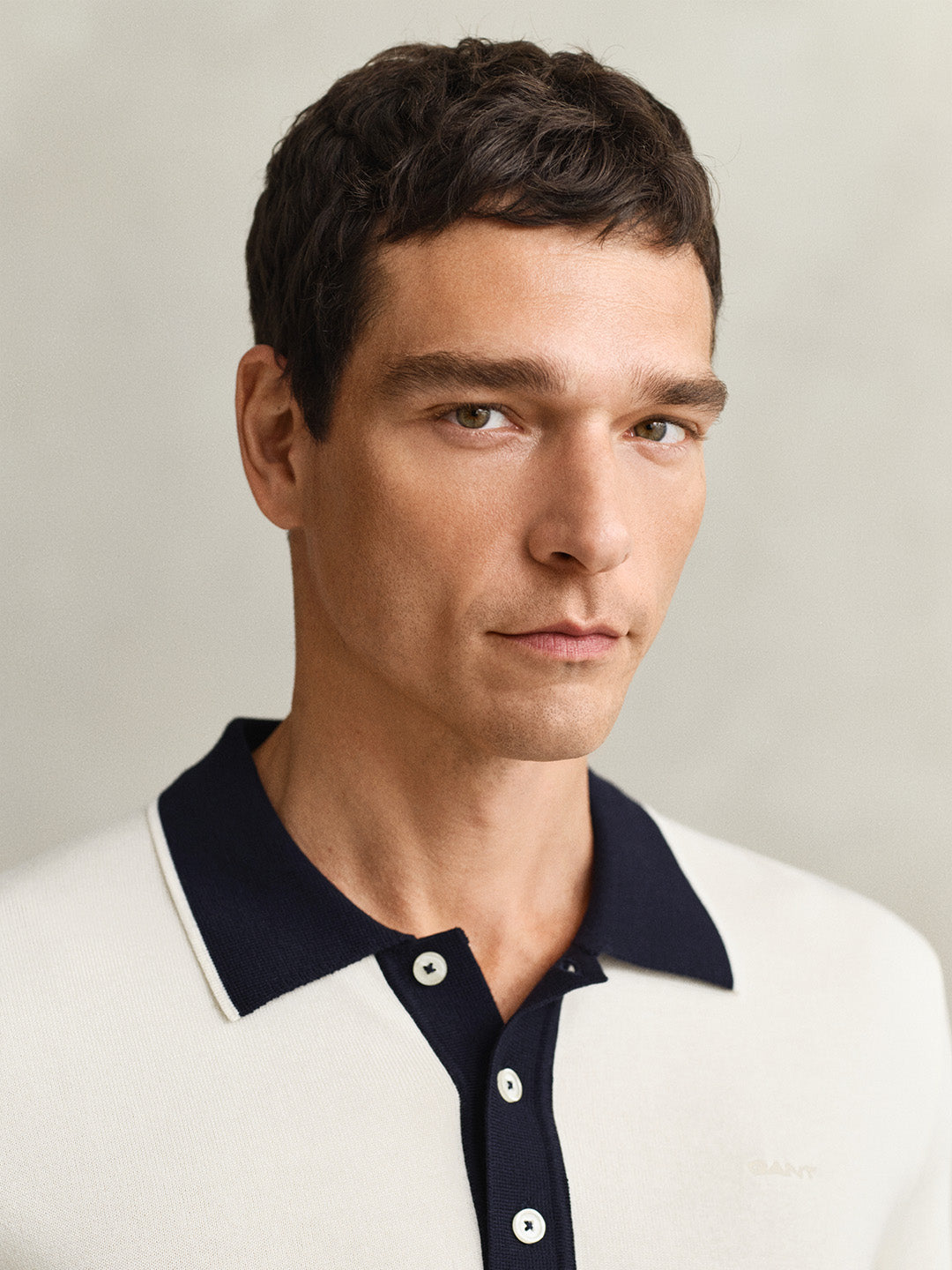 Gant Men Cream Solid Regular Fit Polo T-Shirt