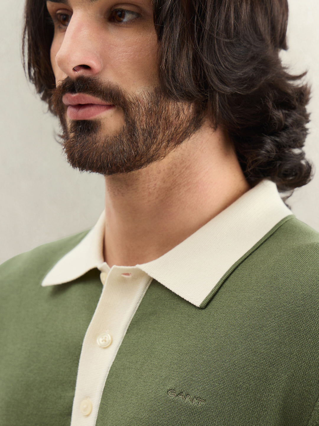 Gant Men Solid Green Polo T-Shirt