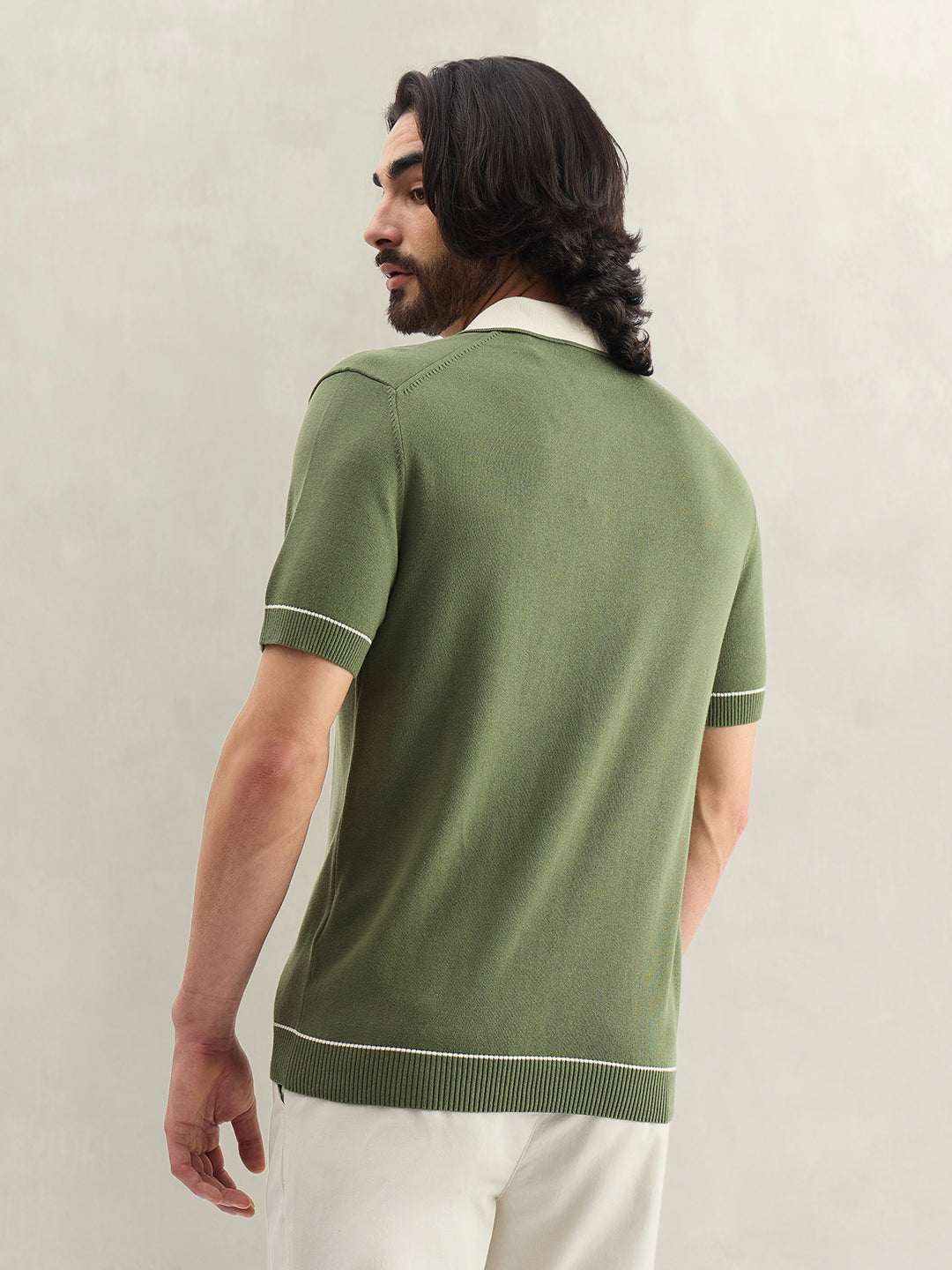 Gant Men Solid Green Polo T-Shirt