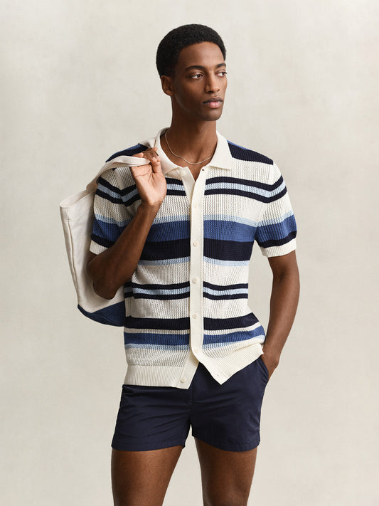 Gant Men Multicolour Striped Regular Fit Pure Cotton Polo T-Shirt