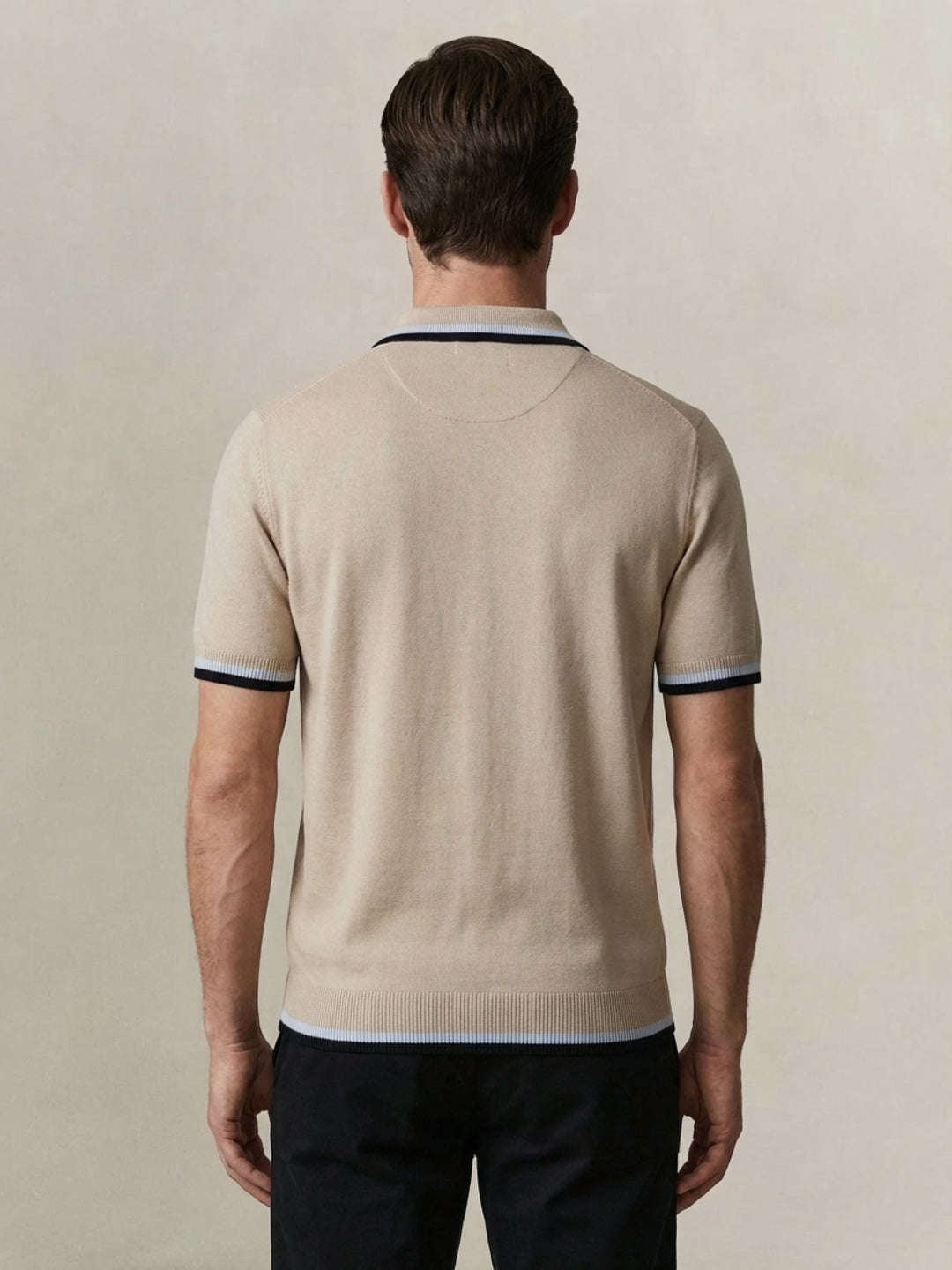 Gant Men Beige Solid Regular Fit Pure Cotton Polo T-Shirt