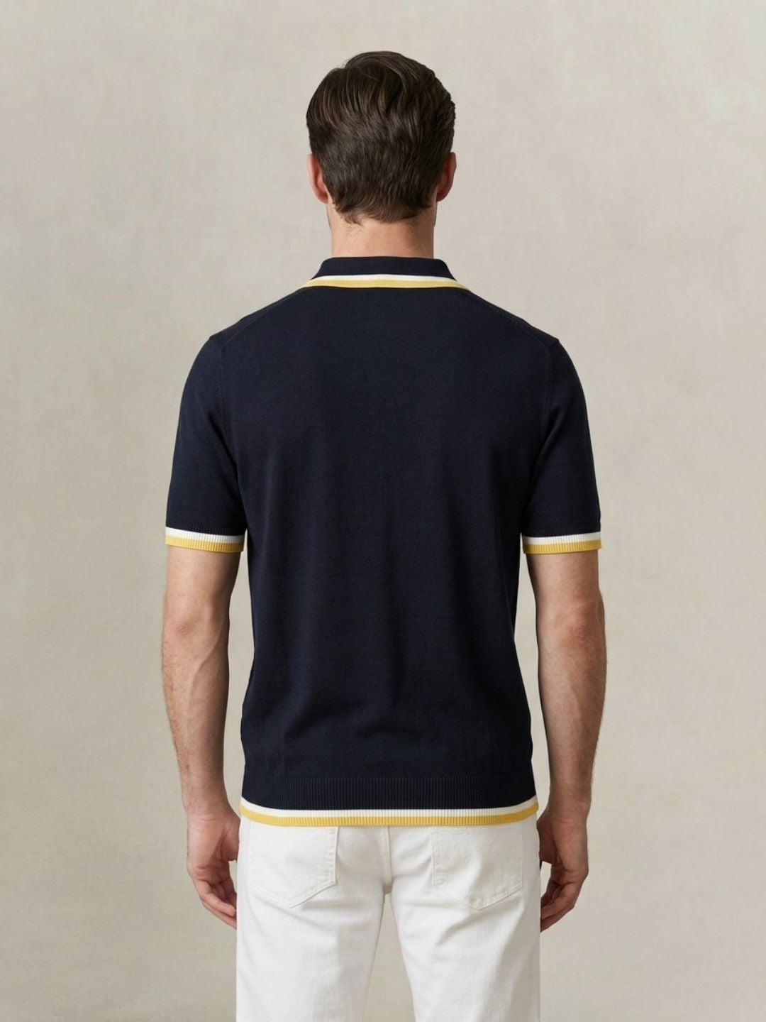 Gant Men Navy Blue Solid Regular Fit Pure Cotton Polo T-Shirt