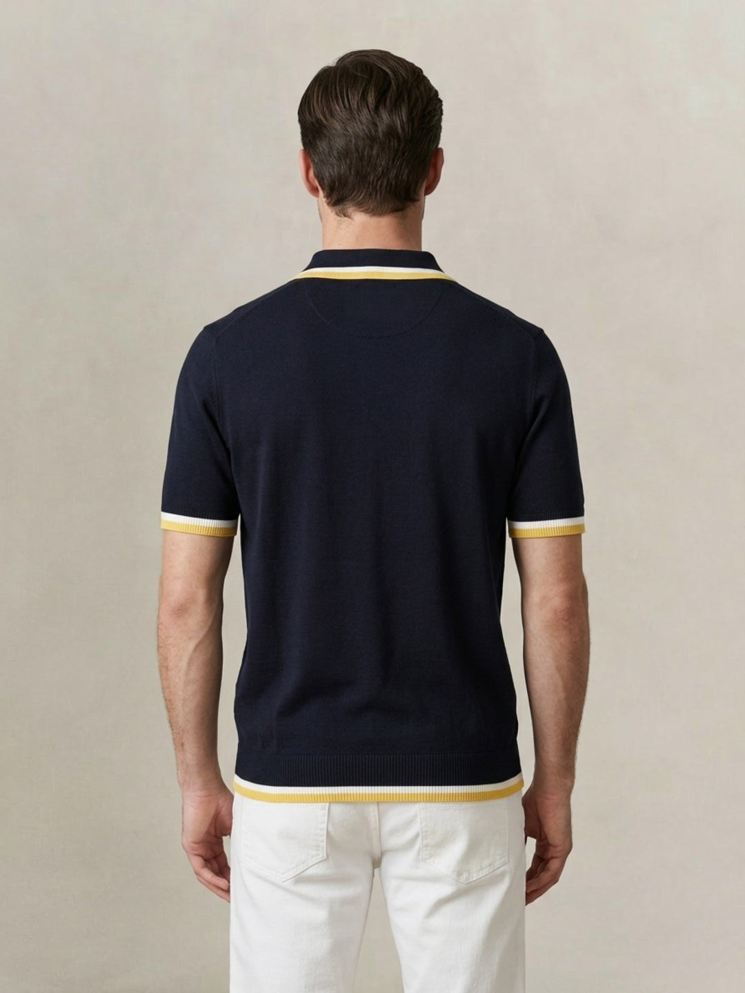 Gant Men Navy Blue Solid Regular Fit Pure Cotton Polo T-Shirt