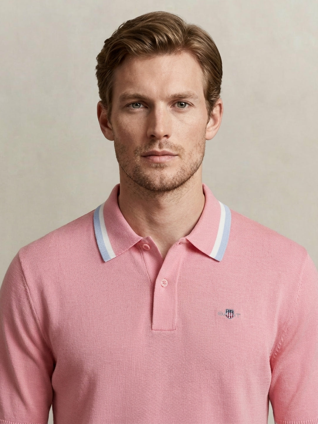 Gant Men Pink Solid Regular Fit Pure Cotton Polo T-Shirt