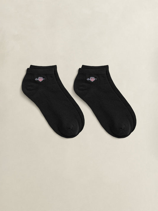 Gant Men Black Solid Shield Ankle Length Socks Pack of 2