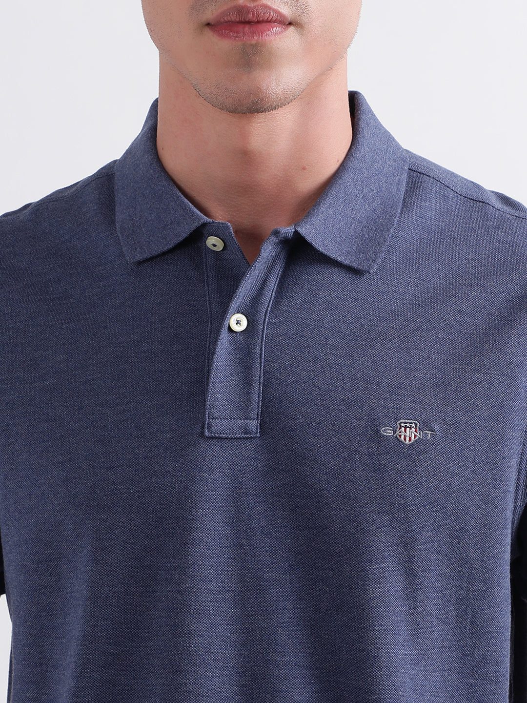 Gant Blue Melange Regular Fit Polo T-Shirt