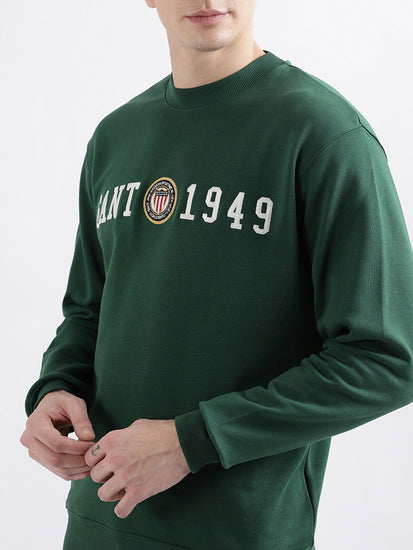 Gant Men Green Solid Full Sleeves Round Neck Sweatshirt