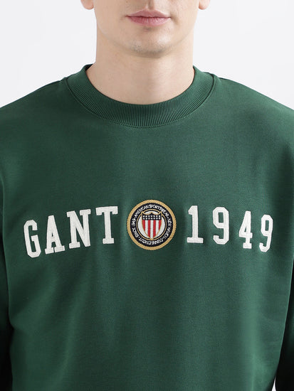 Gant Men Green Solid Full Sleeves Round Neck Sweatshirt