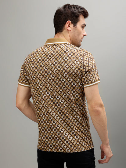 Gant Brown Fashion Printed Relaxed Fit Polo T-Shirt