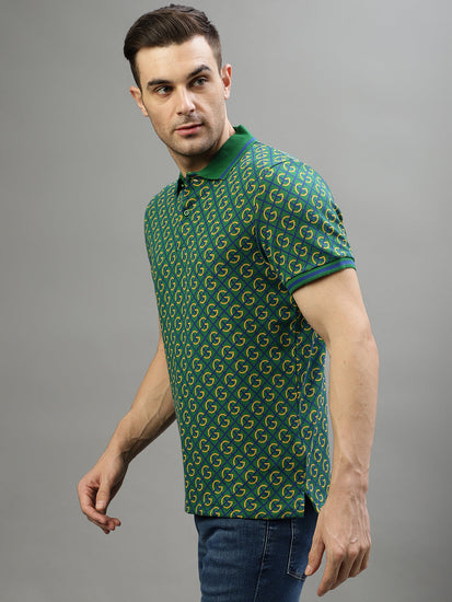 Gant Green Fashion Printed Relaxed Fit Polo T-Shirt