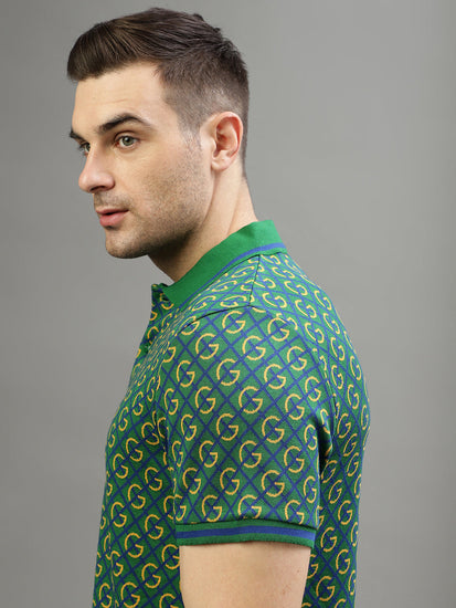 Gant Green Fashion Printed Relaxed Fit Polo T-Shirt